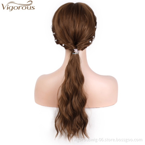 Vigorous Long Wavy Wig with Bangs for Black Women Heat Resistant Friendly Synthetic Party Wigs Long Blonde Wig
